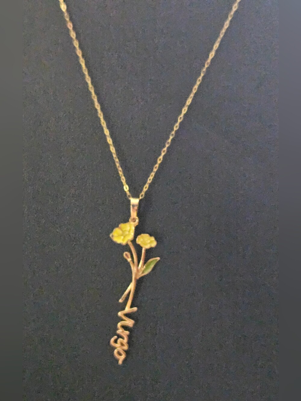 Yellow & Green Enameled Virgo Zodiac Buttercup Birth Flower Pendant Necklace SS